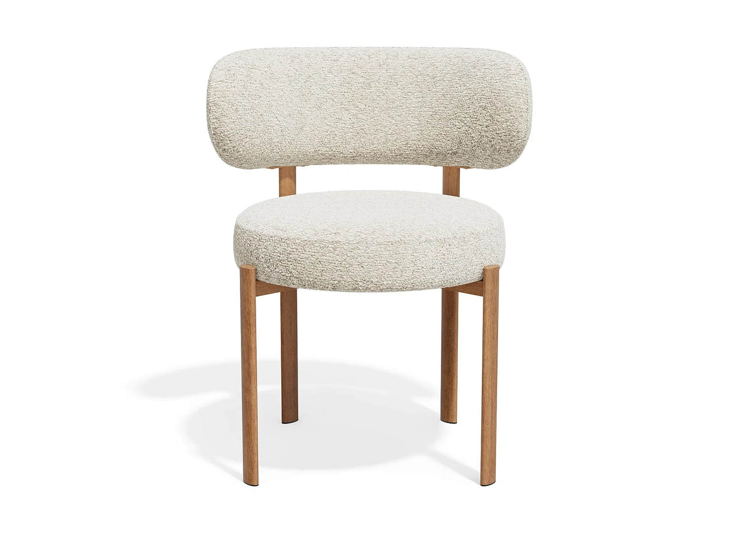 Lot de 2 chaises LAUREN en tissu bouclette crème