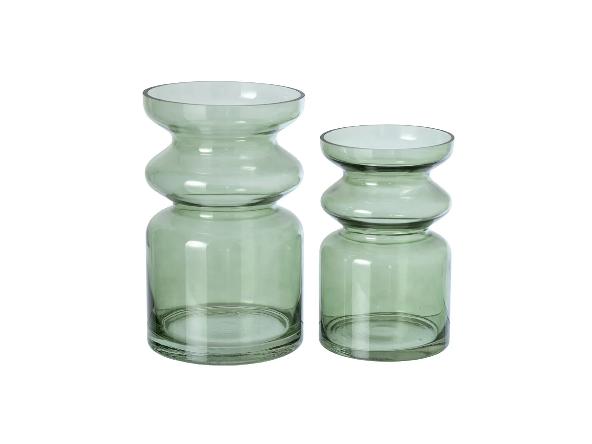 Vase Design en Verre "Kurt" 25cm Vert Olive