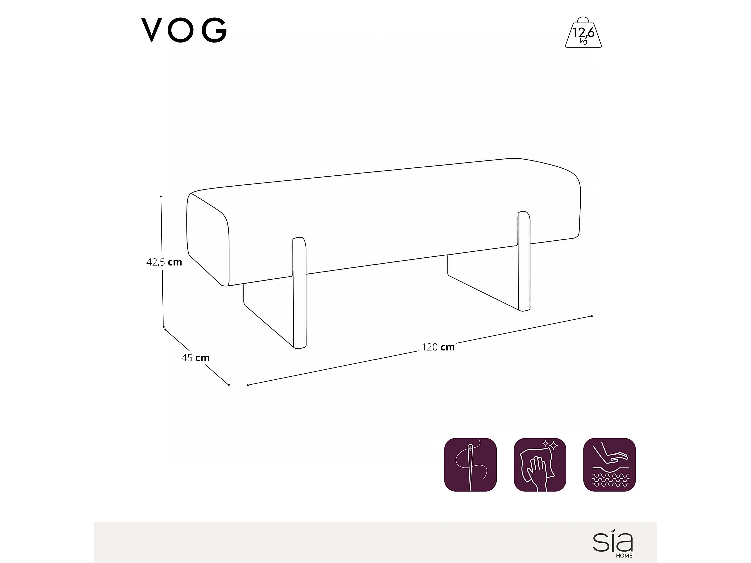 Banc VOG en tissu bouclette vert vintage