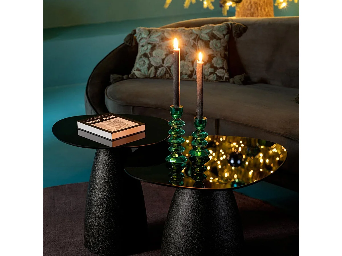 Lot de 2 Bougeoirs en Verre "Brahim" 21cm Turquoise