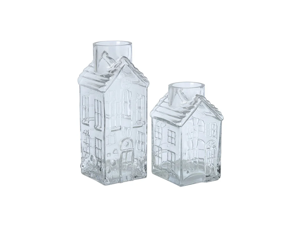 Vase Maison en Verre "Karin" 30cm Transparent