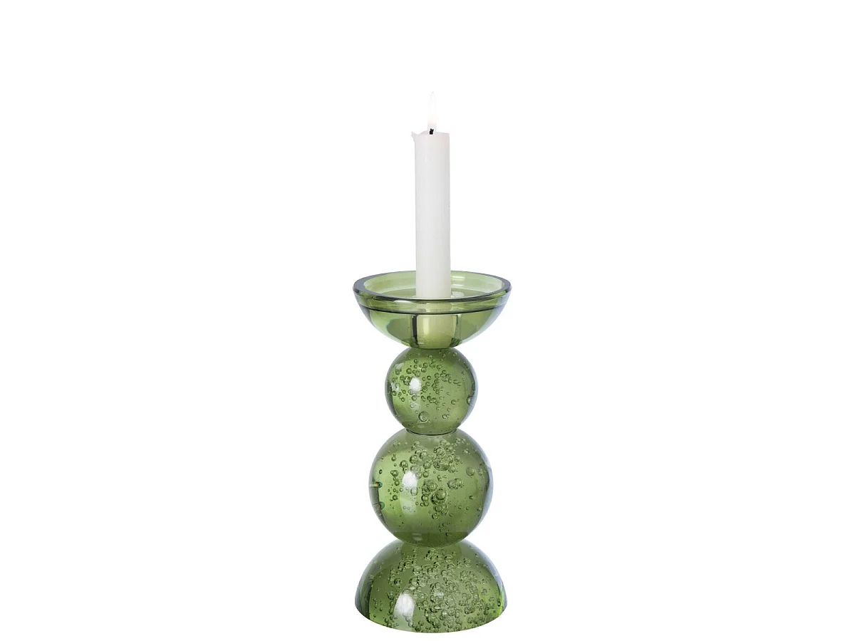 Bougeoir Boules en Verre "Ilias" 21cm Vert Olive