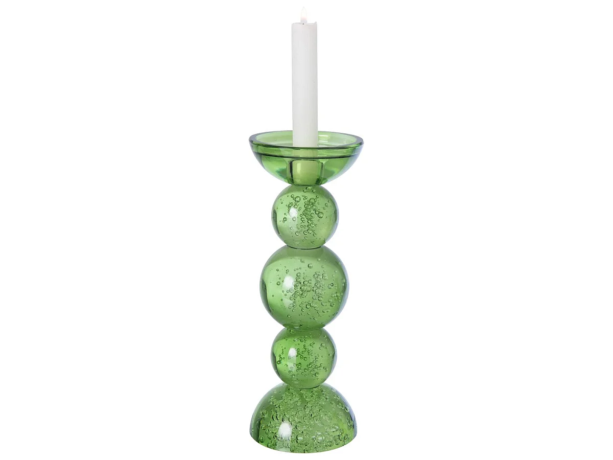 Bougeoir Boules en Verre "Ilias" 26cm Vert Olive