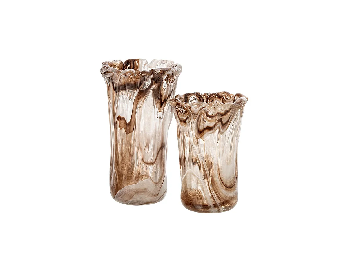 Vase Marbré en Verre "Pavel" 24cm Beige