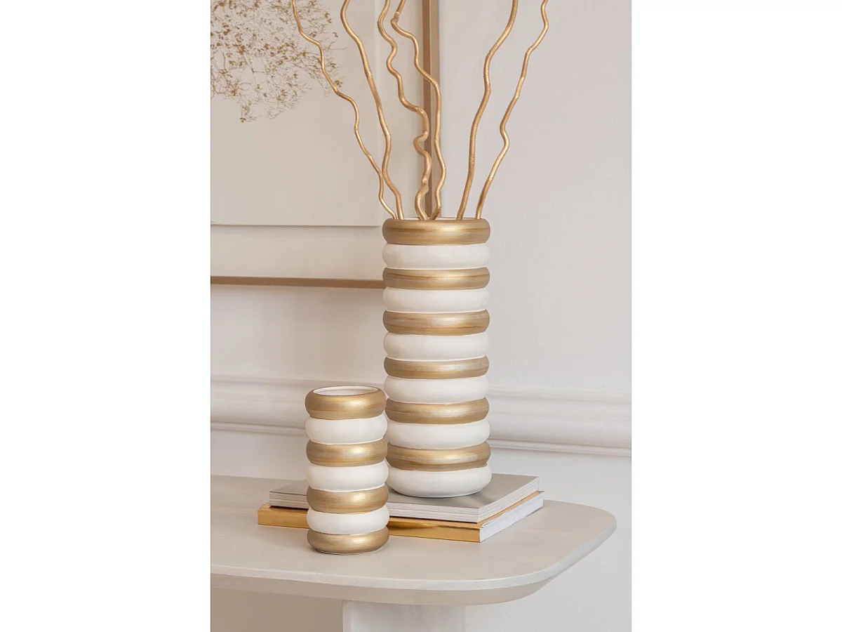 Lot de 3 Vases en Porcelaine "Mika" 33cm Doré