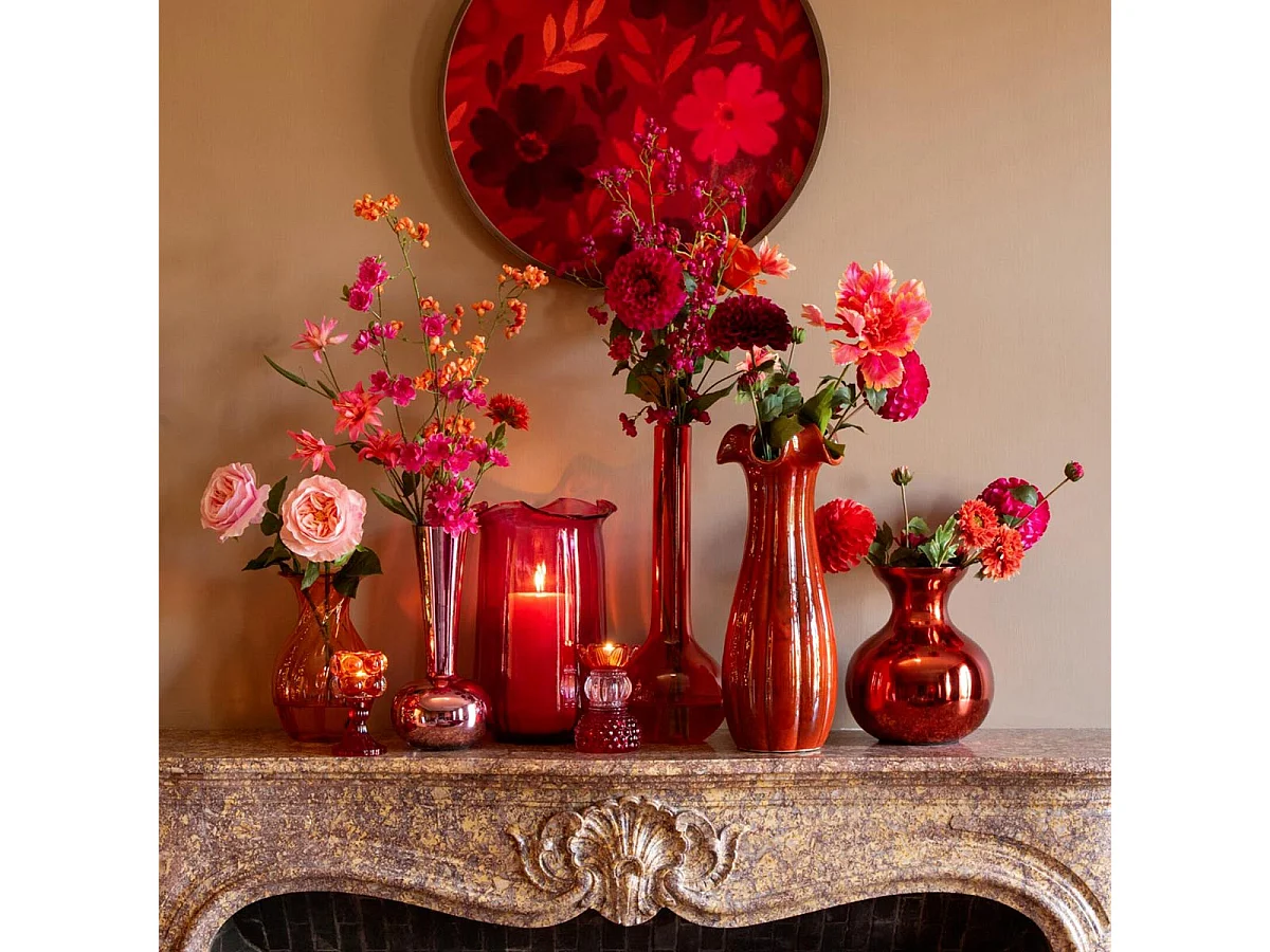 Vase Design en Verre "Halvor" 20cm Fuchsia