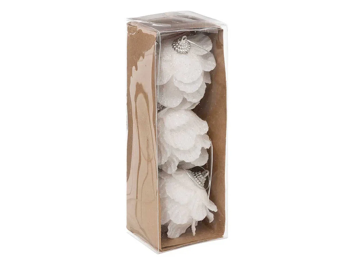 Lot de 3 Sujets de Noël "Fleurs" 7cm Blanc