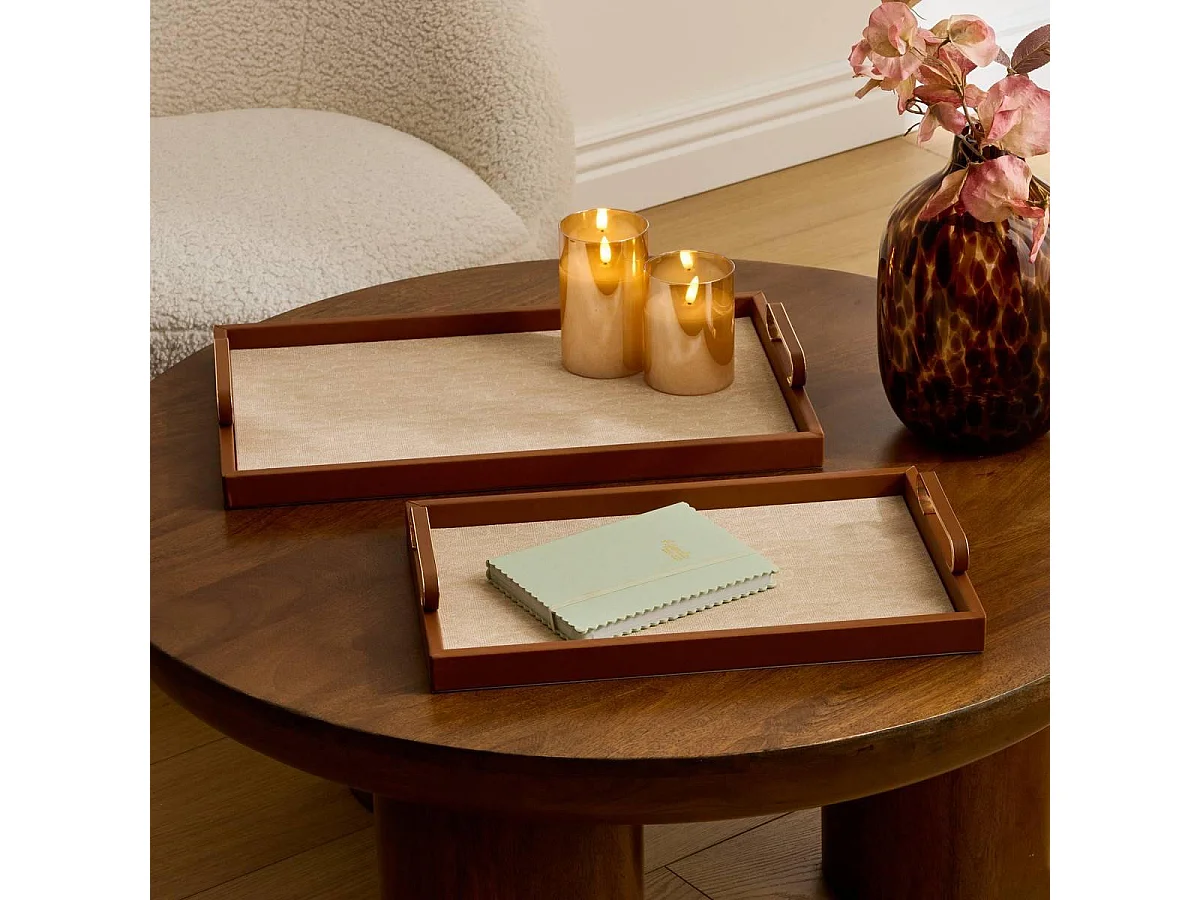 Lot de 2 Plateaux Déco "Whisky" 48cm Crème