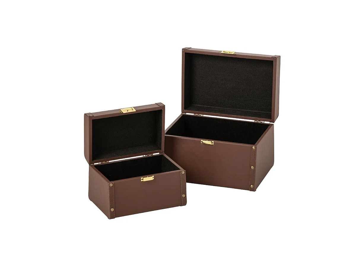Lot de 2 Boîtes Déco "Gabin" 28cm Marron