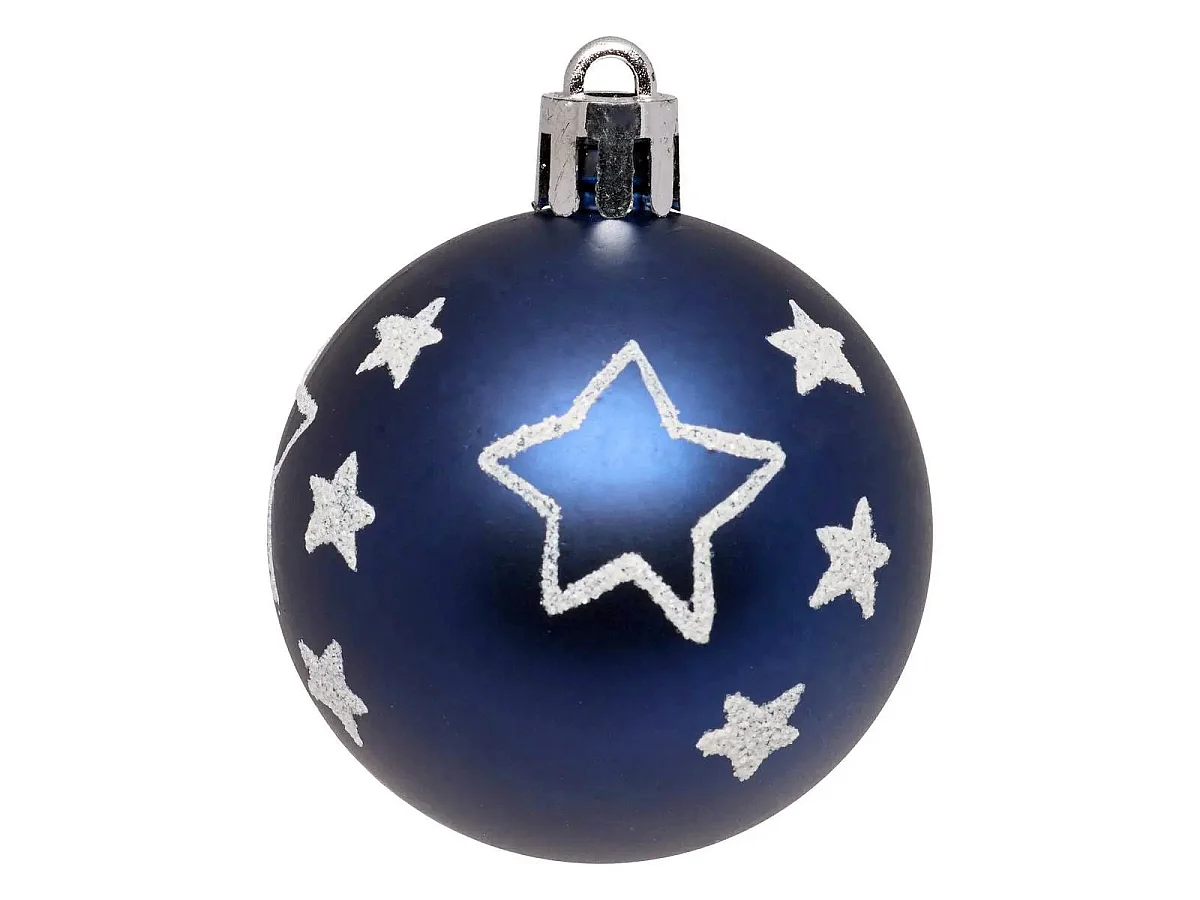 Lot de 15 Boules de Noël "Quiet Times" 5cm Bleu & Argent