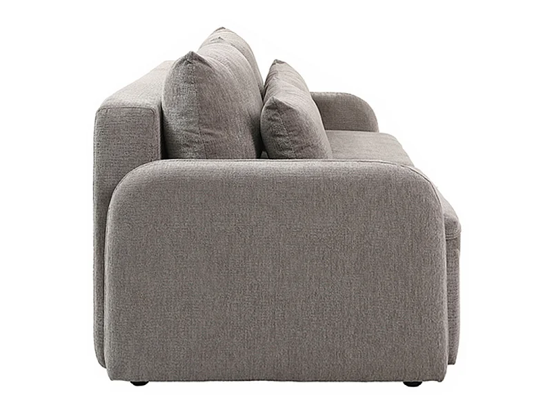 Canapé convertible 3 places en tissu gris et pieds noirs - SOKKA