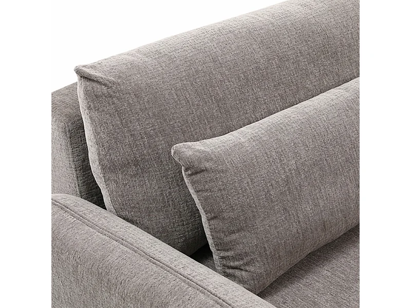 Canapé convertible 3 places en tissu gris et pieds noirs - SOKKA