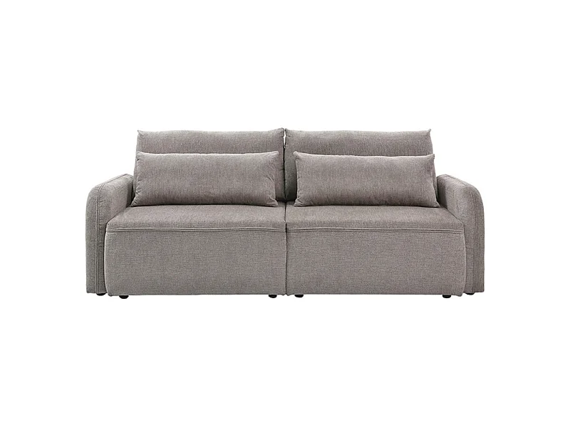 Canapé convertible 3 places en tissu gris et pieds noirs - SOKKA