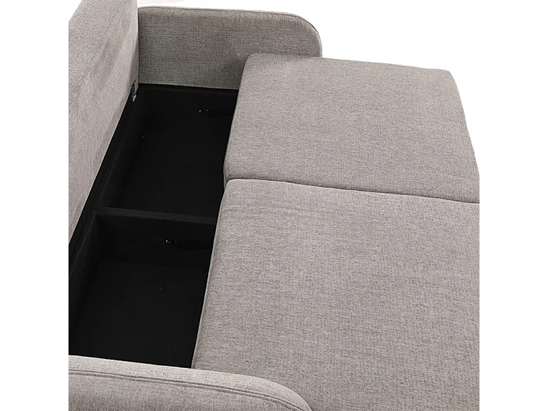 Canapé convertible 3 places en tissu gris et pieds noirs - SOKKA