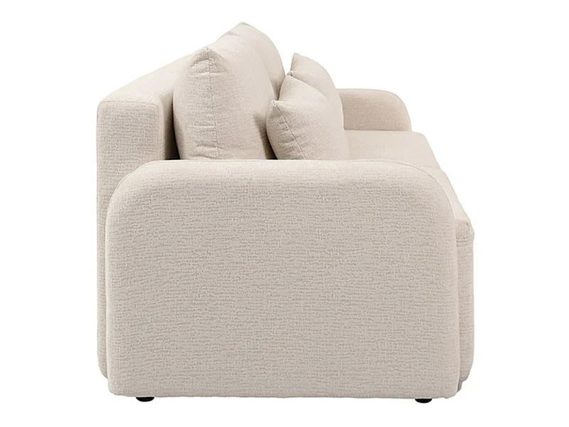 Canapé convertible 3 places en tissu beige et pieds noirs - SOKKA