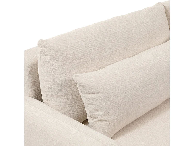 Canapé convertible 3 places en tissu beige et pieds noirs - SOKKA