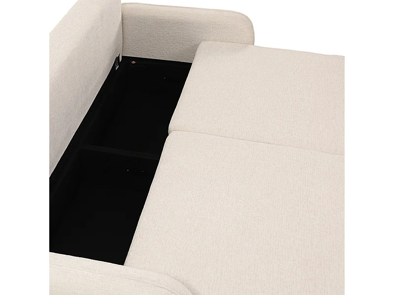 Canapé convertible 3 places en tissu beige et pieds noirs - SOKKA