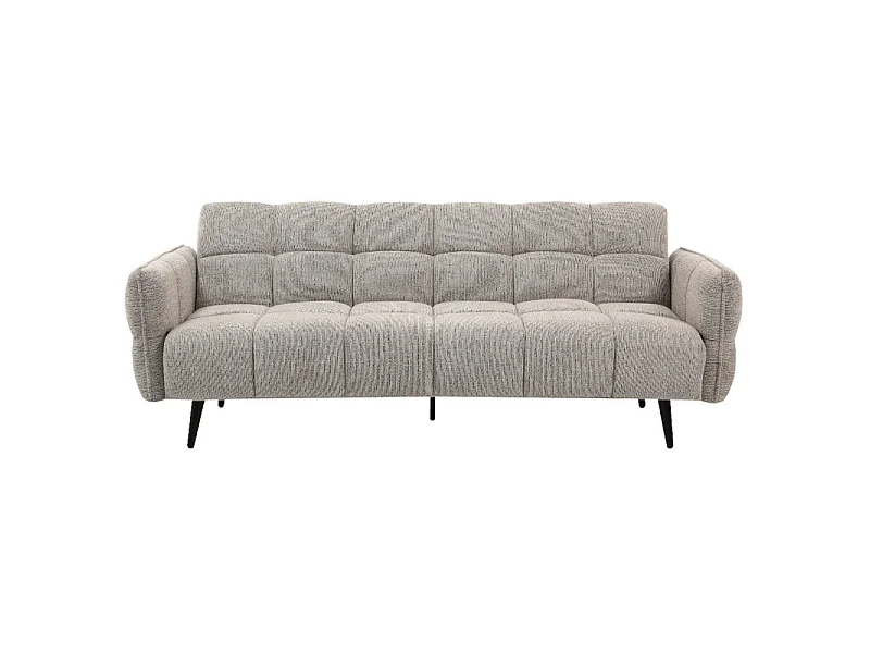 Canapé capitonné convertible 3 places en tissu doux gris clair - SUKI