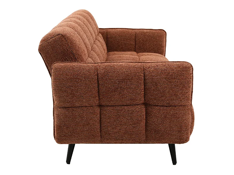 Canapé capitonné convertible 3 places en tissu doux terracotta - SUKI