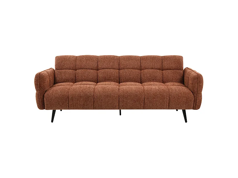 Canapé capitonné convertible 3 places en tissu doux terracotta - SUKI