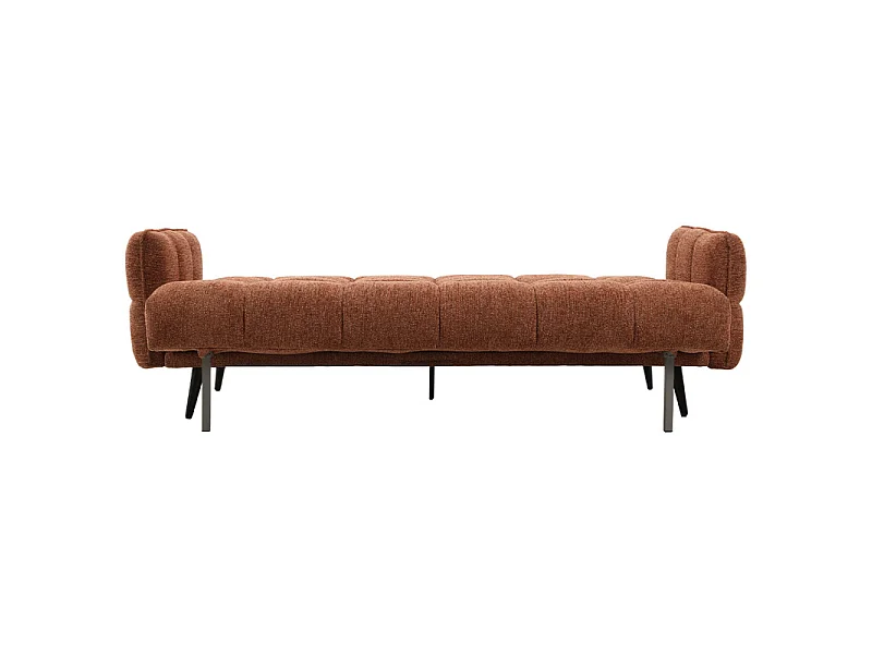 Canapé capitonné convertible 3 places en tissu doux terracotta - SUKI