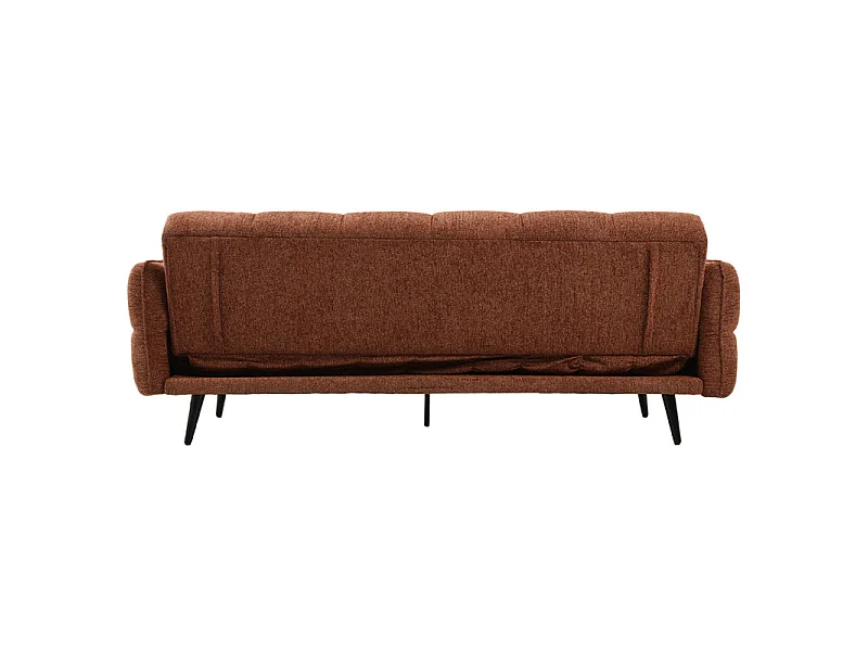 Canapé capitonné convertible 3 places en tissu doux terracotta - SUKI