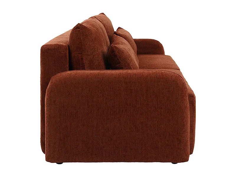 Canapé convertible 3 places en tissu terracotta et pieds noirs - SOKKA