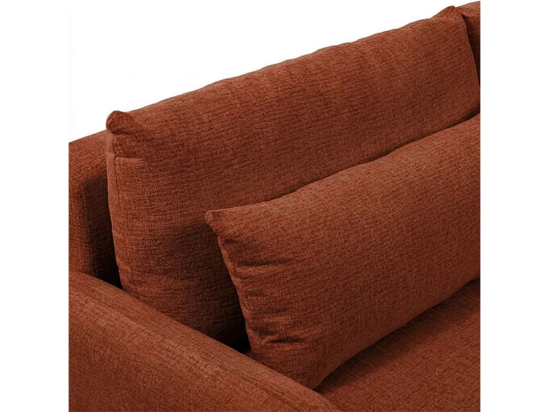 Canapé convertible 3 places en tissu terracotta et pieds noirs - SOKKA