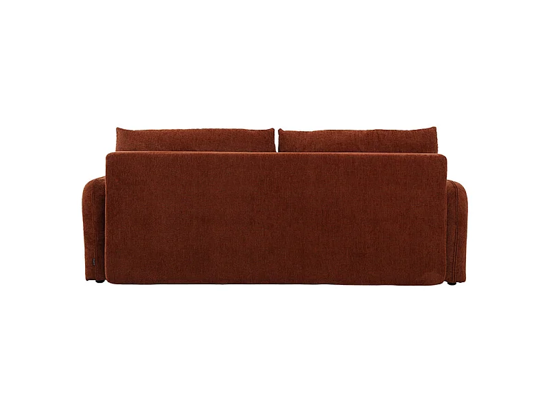Canapé convertible 3 places en tissu terracotta et pieds noirs - SOKKA
