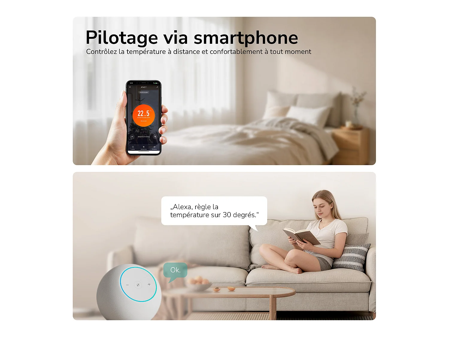 EMKE Radiateur électrique vertical 180 x 61,6 cm 1000 W, WiFi, Alexa, design multicolore, 7 modes