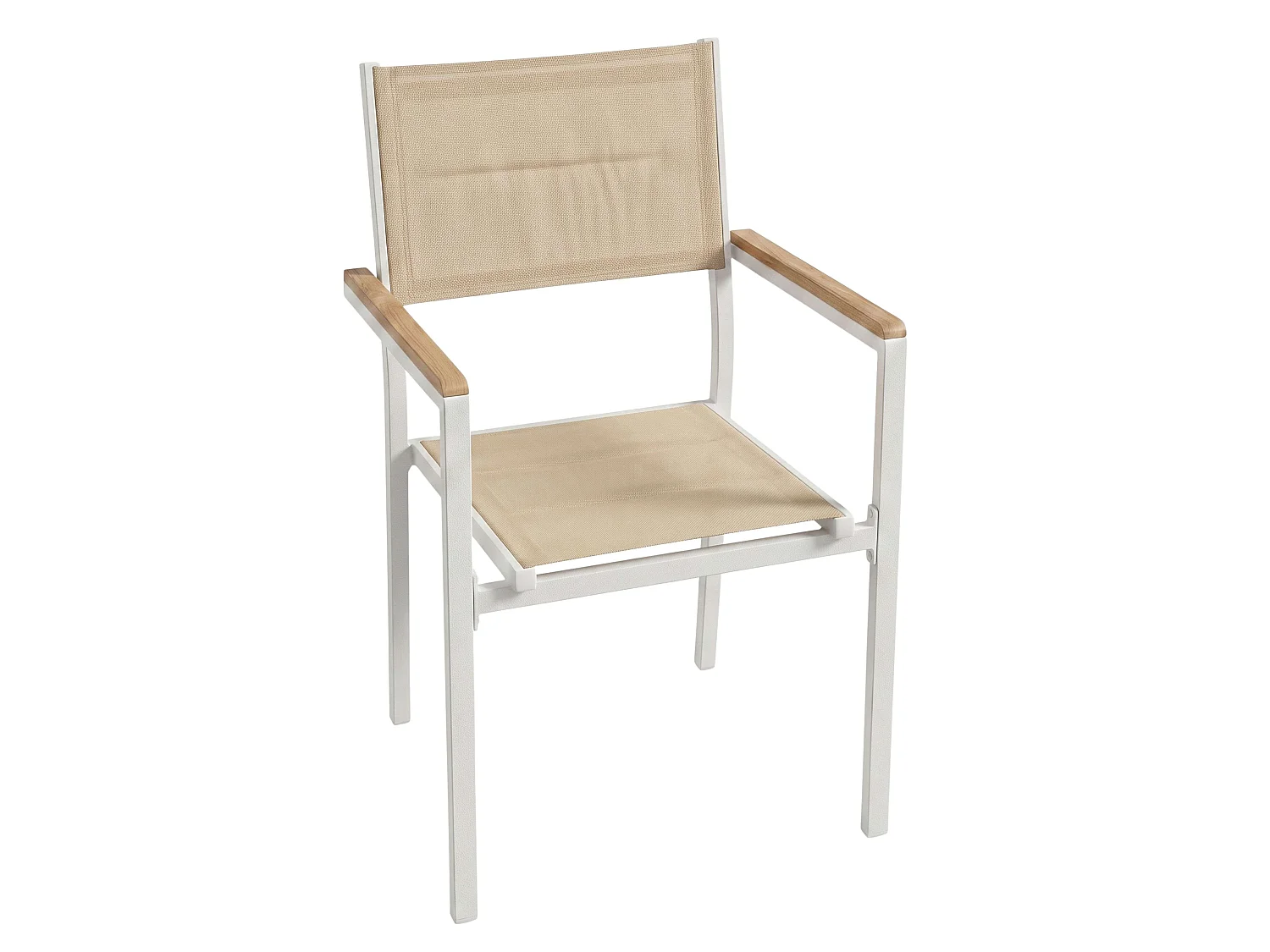 Conjunto de jardim branco e bege: mesa extensível e 6 cadeiras (90-180 cm)