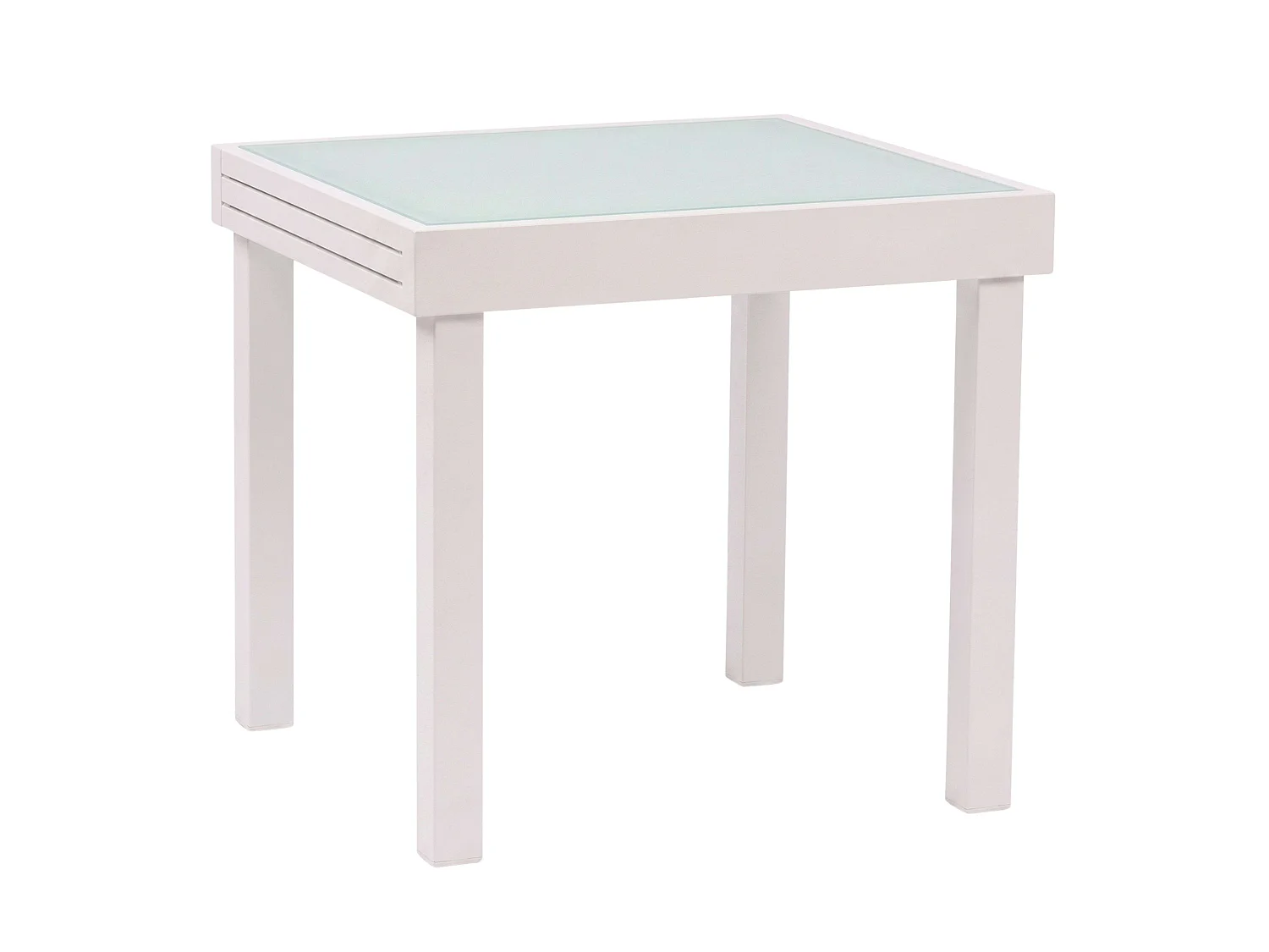 Conjunto de jardim branco e bege: mesa extensível e 6 cadeiras (90-180 cm)