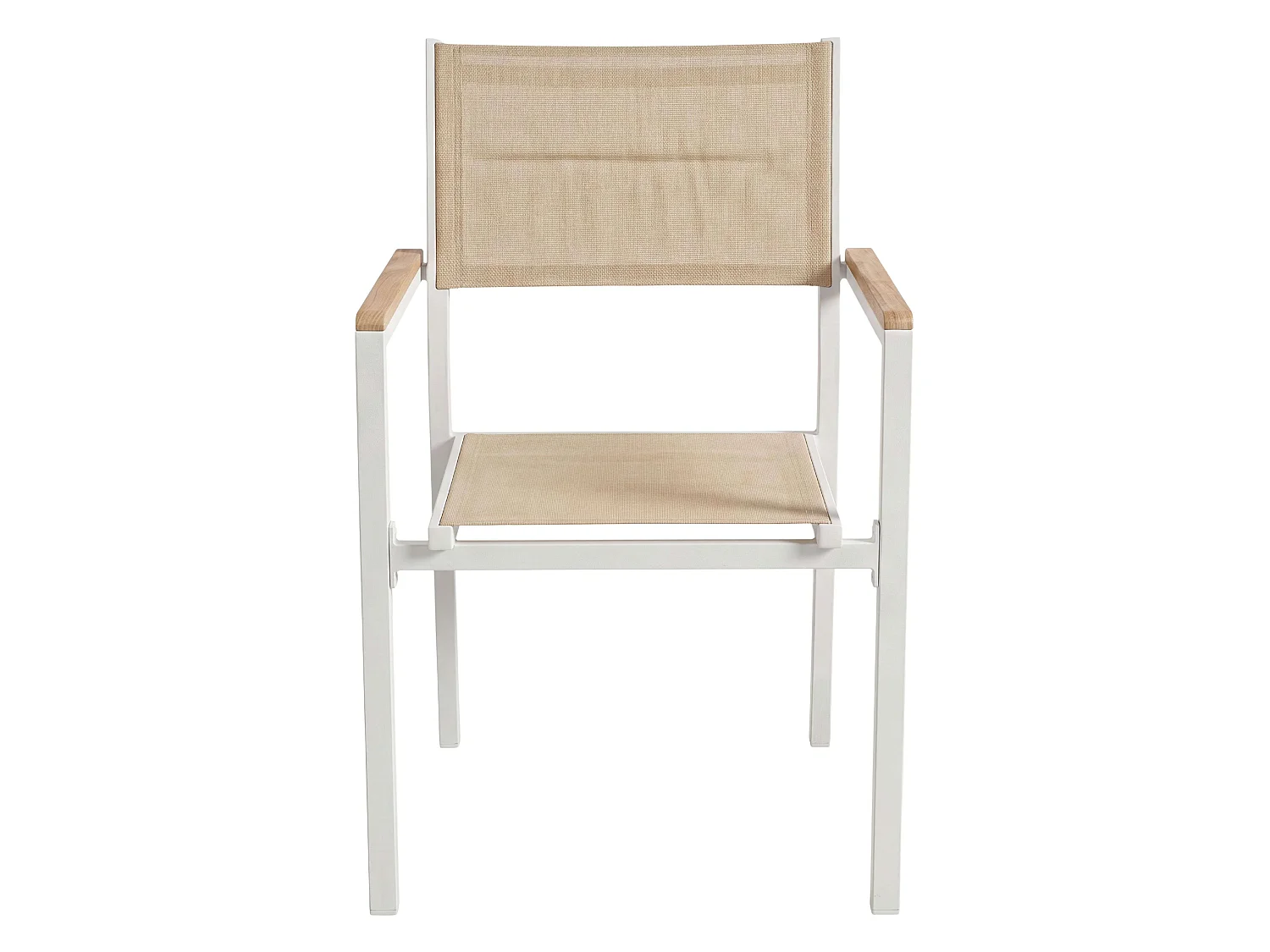 Conjunto de jardim branco e bege: mesa extensível e 6 cadeiras (90-180 cm)