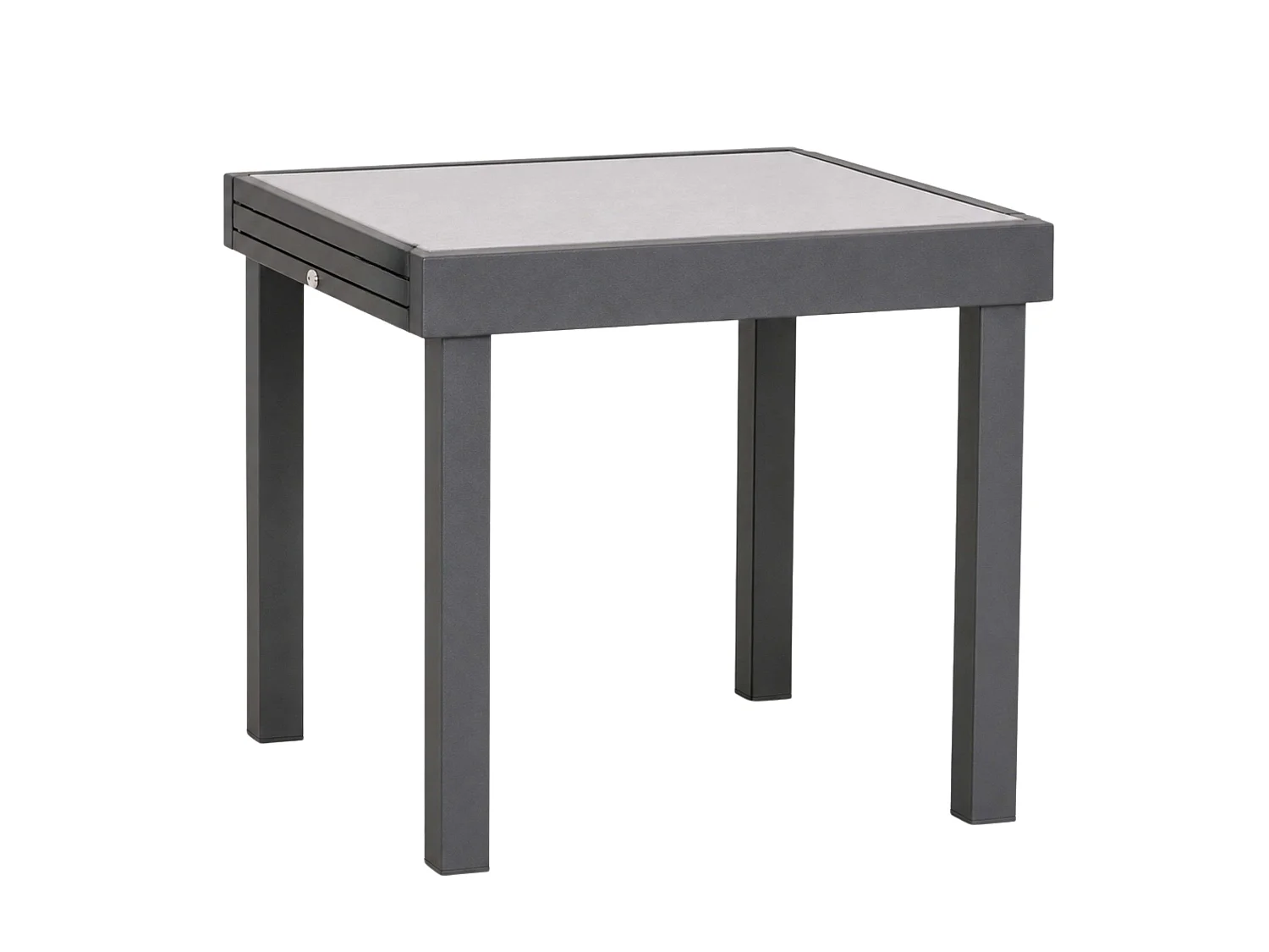 Conjunto de jardim preto e cinza: mesa extensível e 6 cadeiras (90-180x90 cm)