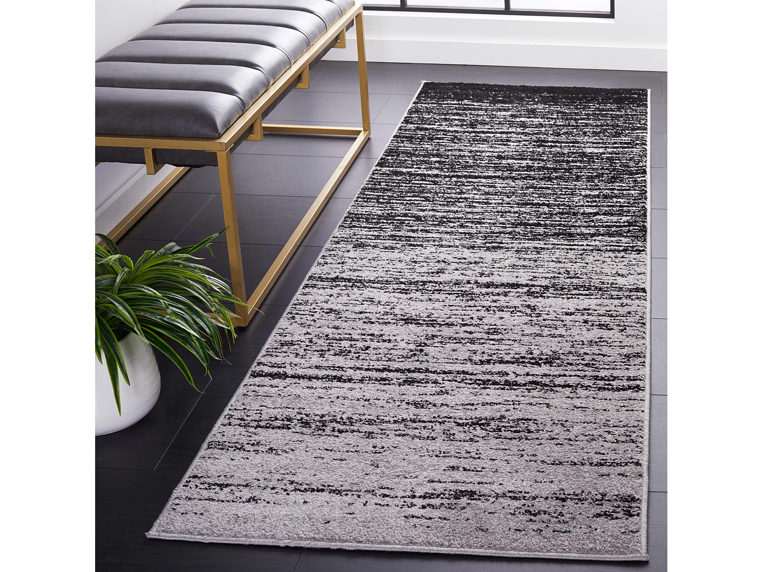 Tapis Argent/Noir 76 X 183 cm - Marius