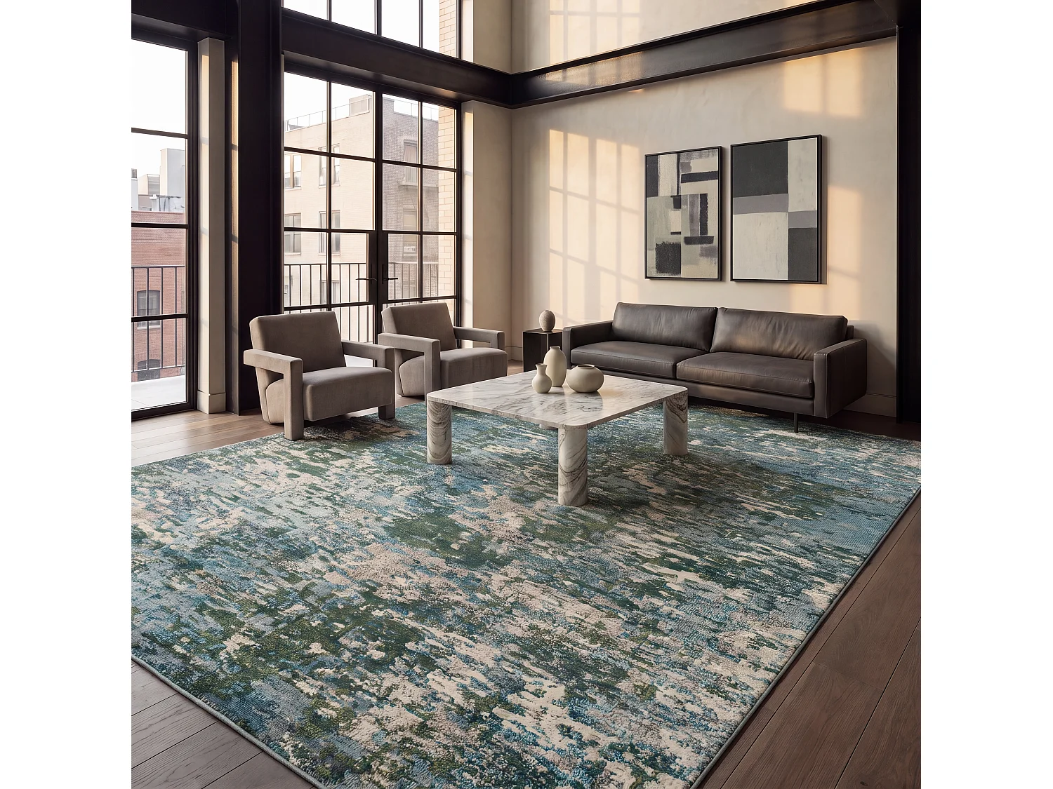Tapis Vert/Turquoise 201 X 201 cm - Maris