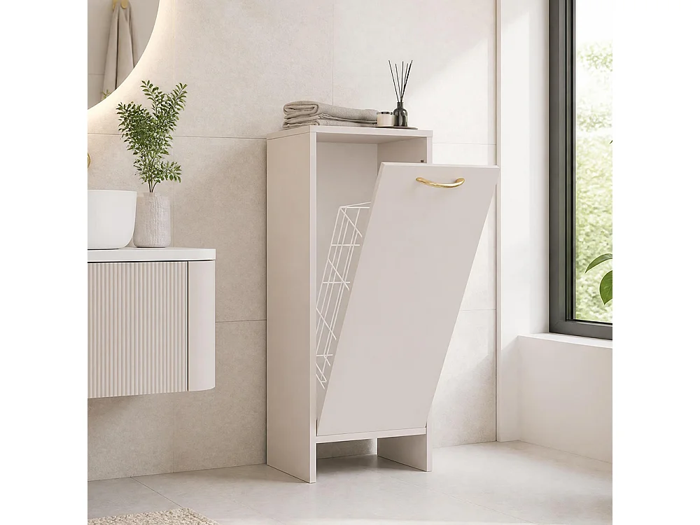 Mobile portabiancheria 35x90 cm con anta a ribalta beige MBT4