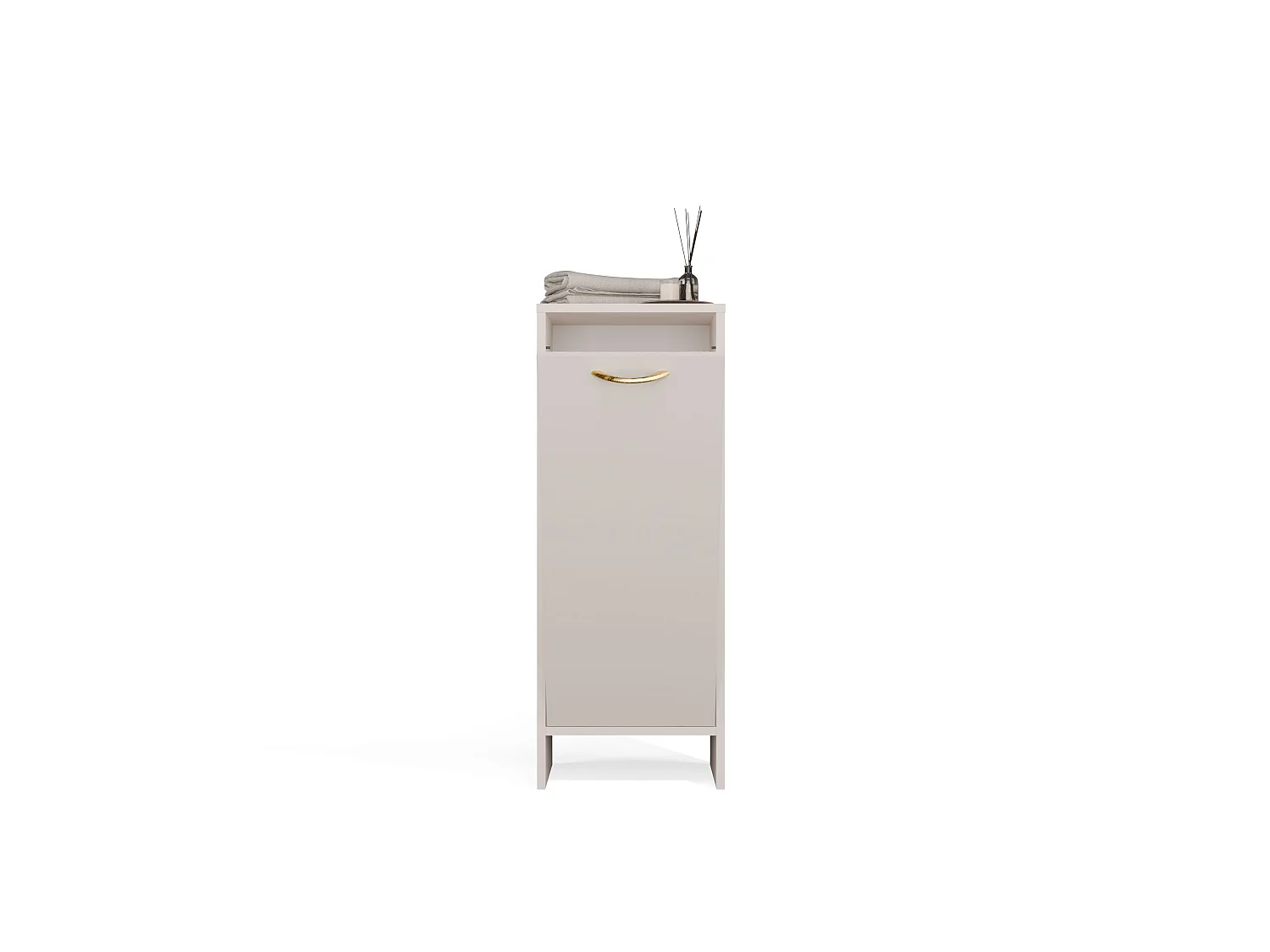 Mobile portabiancheria 35x90 cm con anta a ribalta beige MBT4