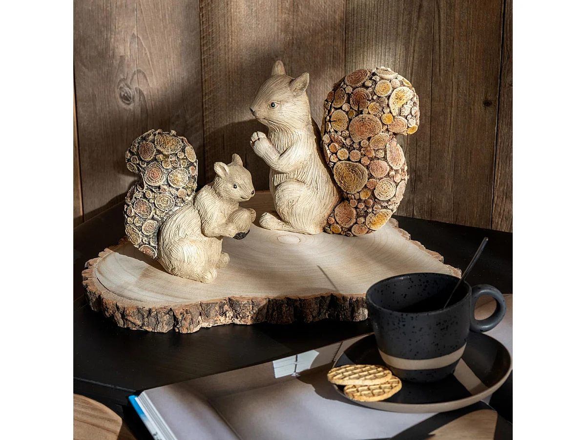 Statuette Écureuil "Imitation Bois" 19cm Naturel