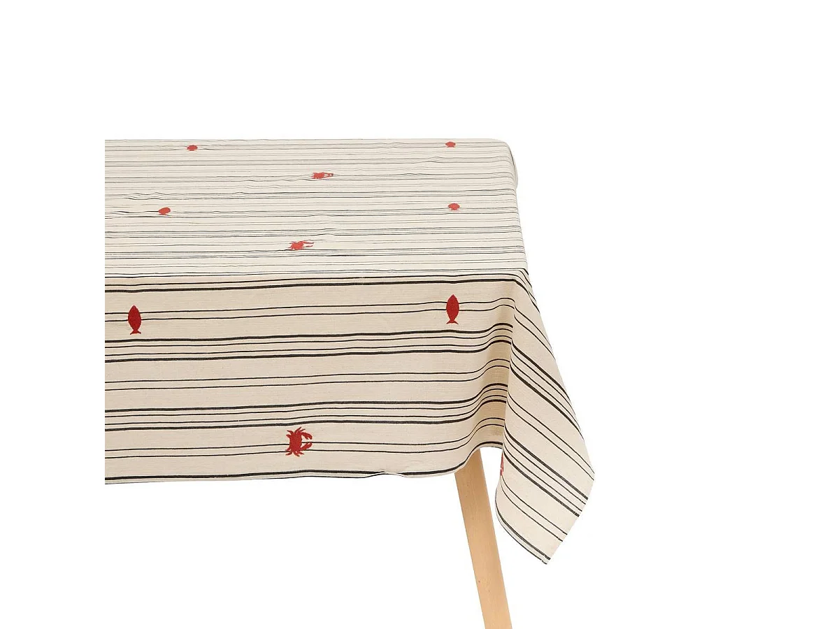 Nappe Brodée "Océania" 150x250cm Beige
