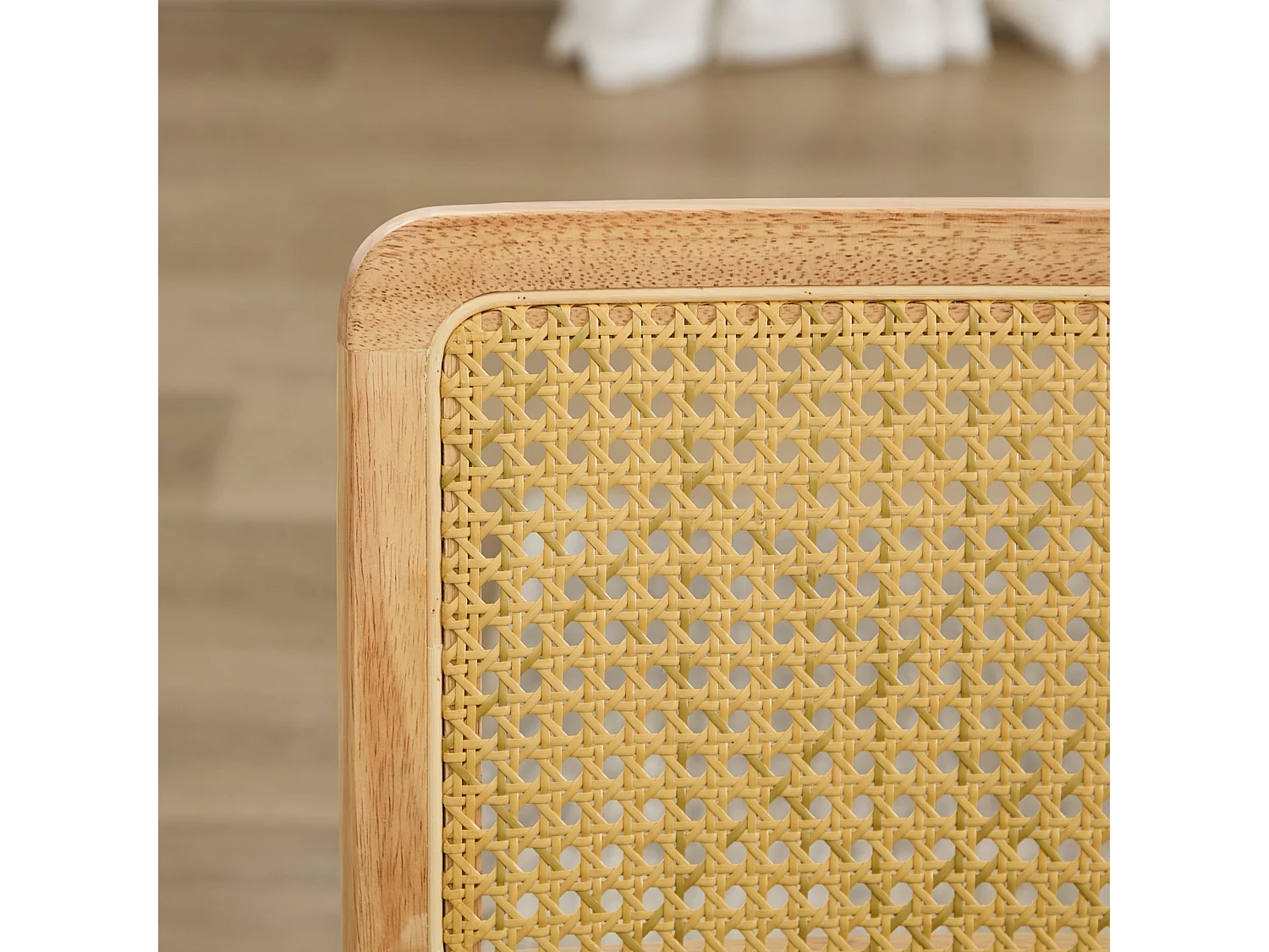Parrot Uncle Lot de 2 chaises de salle à manger, cannage naturel, assise rembourrée, piètement cantilever chromé, style Mid-Century, 59×47×81 cm