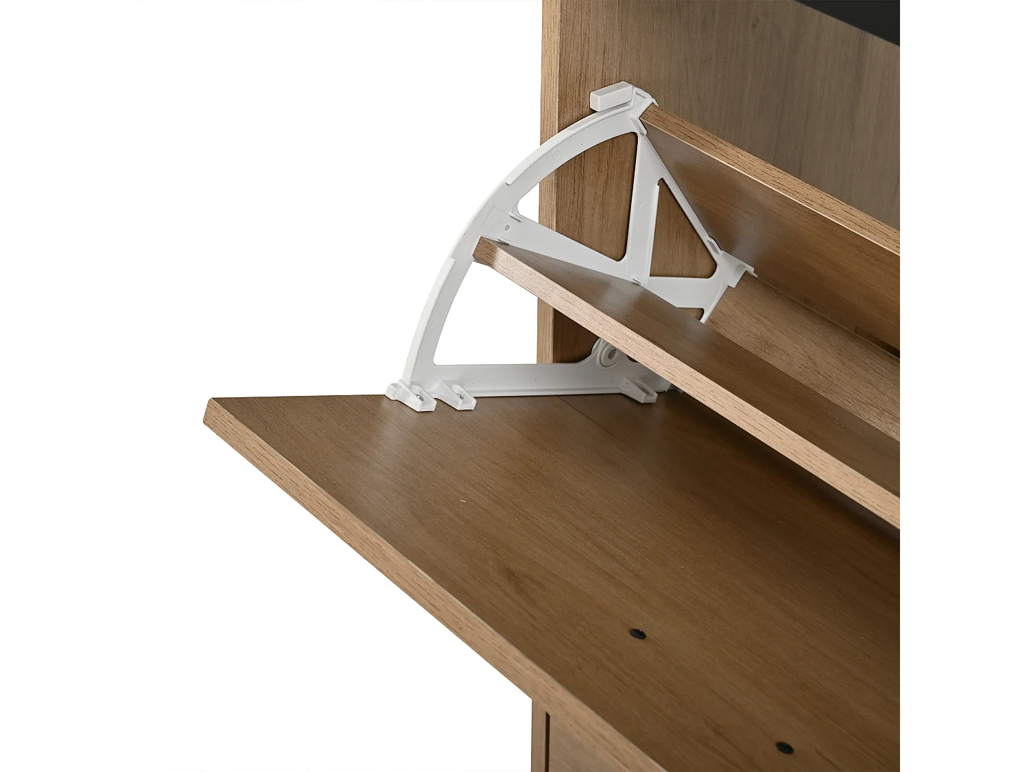 Parrot Uncle Meuble d’entrée avec rangement chaussures, 2 portes basculantes, 1 tiroir et 1 porte à lattes, bois et noir, 100 × 35 × 106 cm