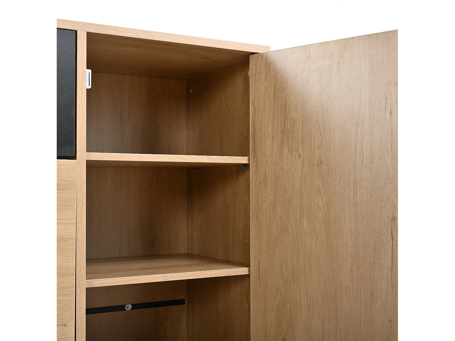 Parrot Uncle Meuble d’entrée avec rangement chaussures, 2 portes basculantes, 1 tiroir et 1 porte à lattes, bois et noir, 100 × 35 × 106 cm