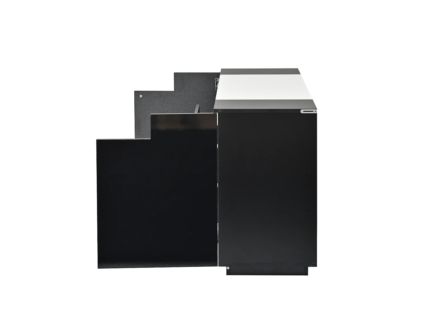Parrot Uncle Buffet de salon avec LED, 140 x 40 x 68 cm, 2 portes, 3 tiroirs, étagères réglables, finition noire brillante