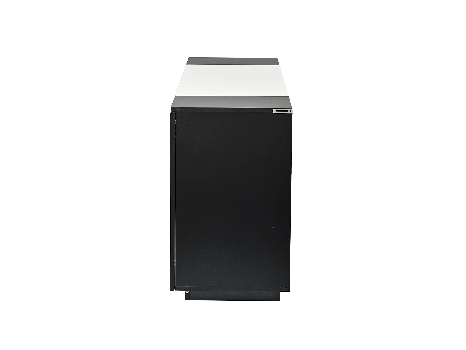 Parrot Uncle Buffet de salon avec LED, 140 x 40 x 68 cm, 2 portes, 3 tiroirs, étagères réglables, finition noire brillante
