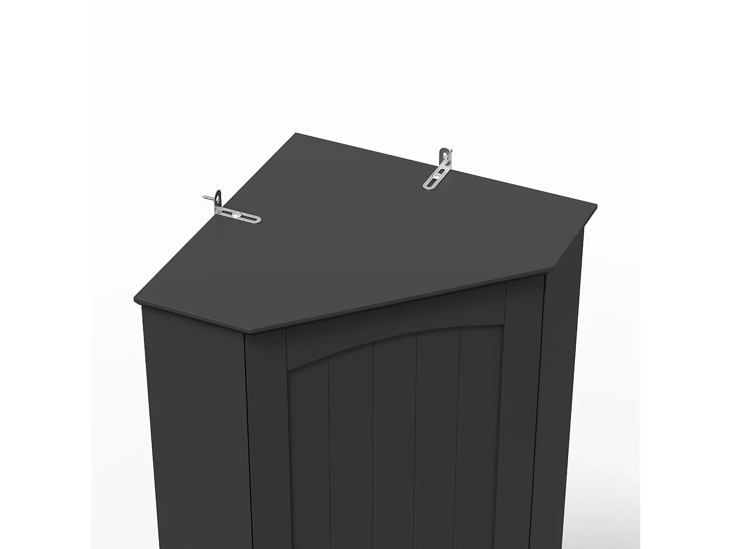 Parrot Uncle Meuble d’angle 2 portes avec étagères réglables, rangement gain de place, 42×42×166 cm, noir élégant