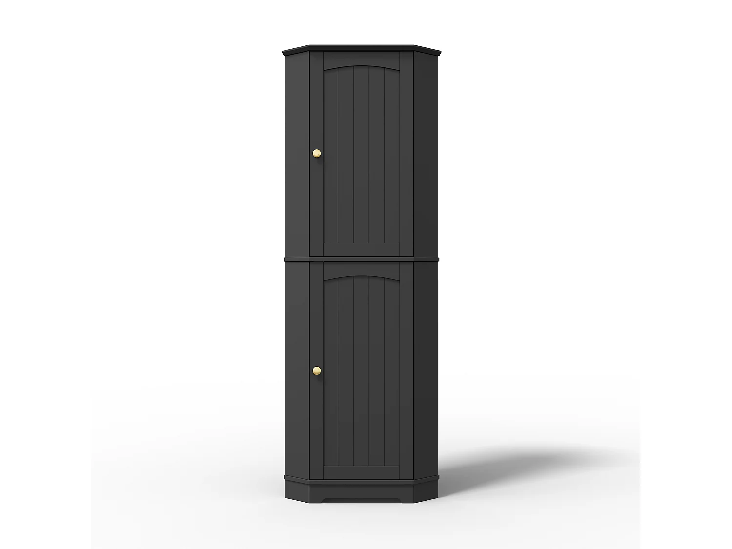 Parrot Uncle Meuble d’angle 2 portes avec étagères réglables, rangement gain de place, 42×42×166 cm, noir élégant
