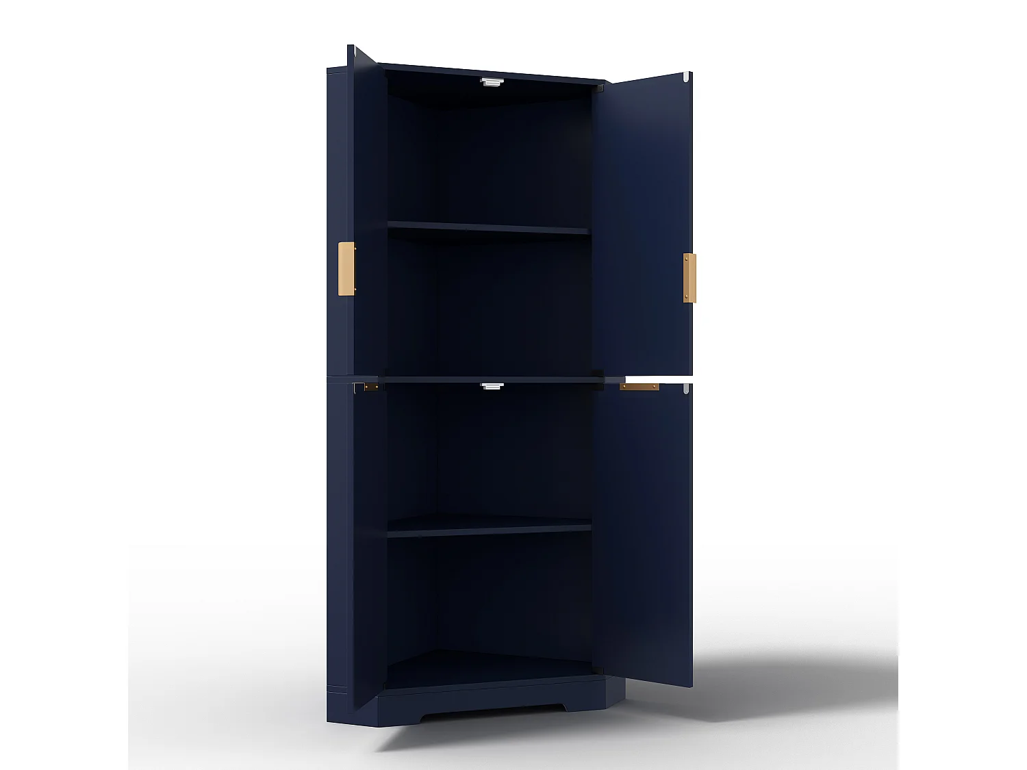 Parrot Uncle Meuble d’angle 60x60x172 cm avec 4 portes et étagères réglables, buffet de rangement vertical, design ondulé
