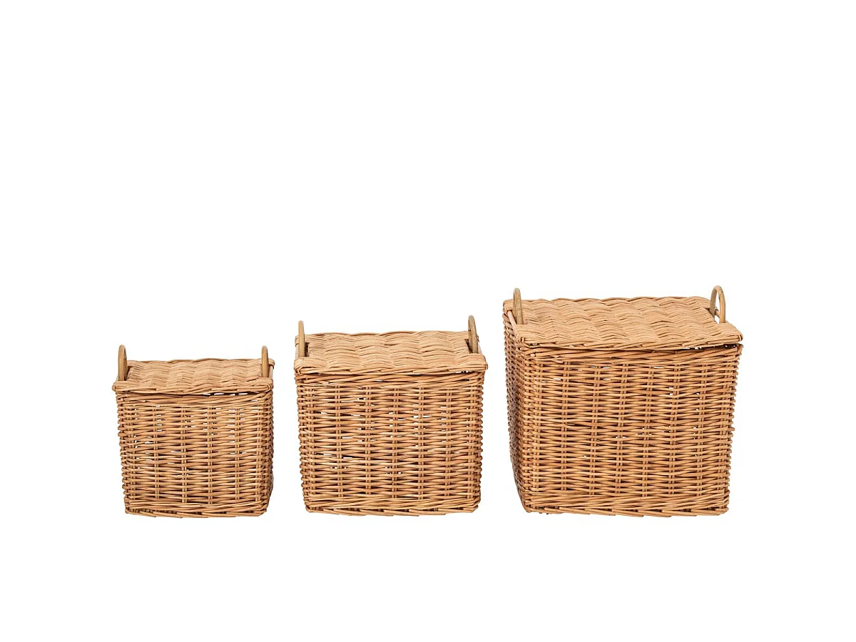 Lot de 3 Paniers en Osier "Katia" 49cm Naturel