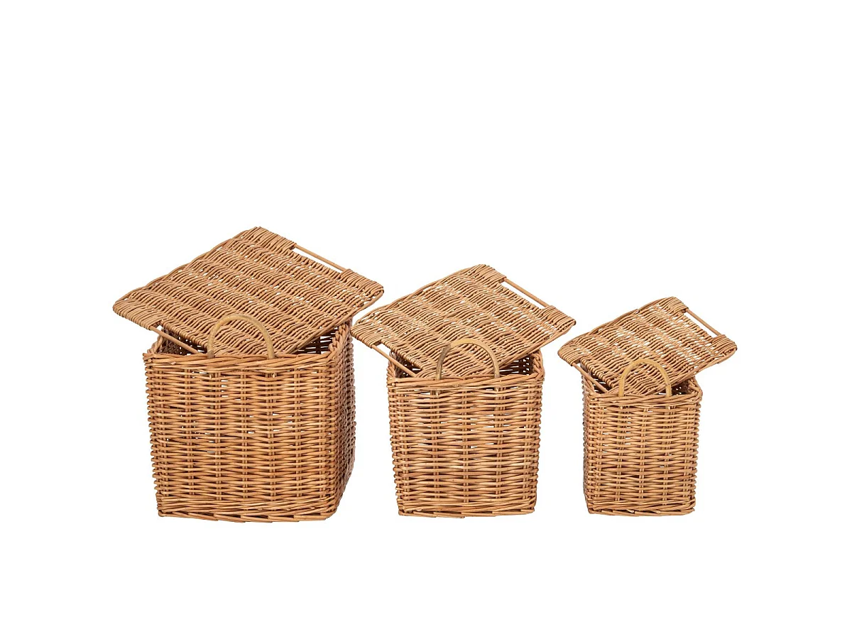 Lot de 3 Paniers en Osier "Katia" 49cm Naturel